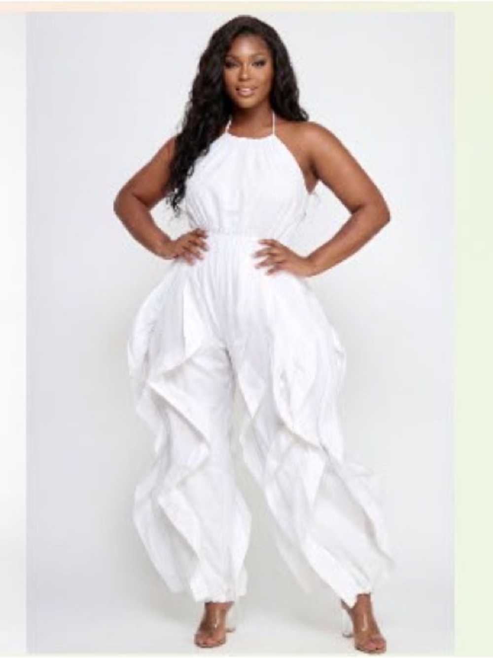 Ruffle Draped Halter Jumpsuit